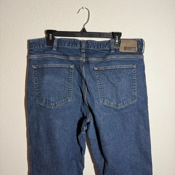 Duluth Trading Co Flex Ballroom Jeans Men 37 Blue Denim Straight Leg Relaxed Fit - Picture 4 of 12